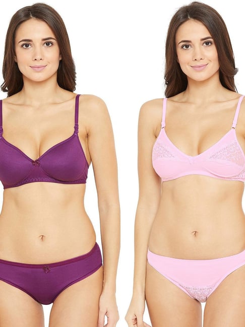 Buy N-Gal Purple & Light Pink Lace Bra & Panty Set (Pack Of 2) for Women  Online @ Tata CLiQ