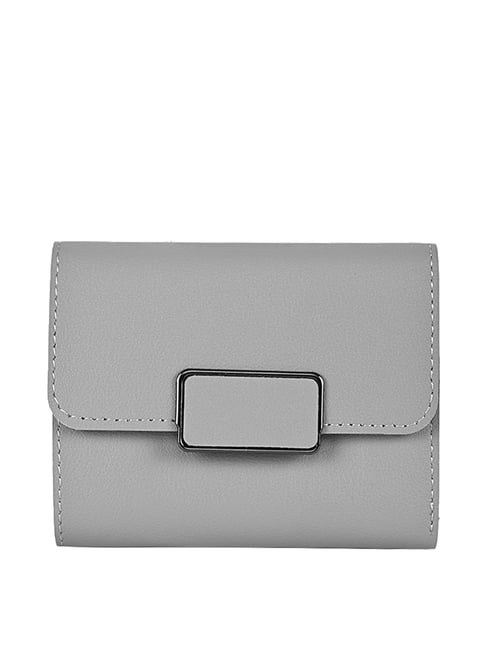 Apsis Grey Solid Tri-Fold Wallet for Women