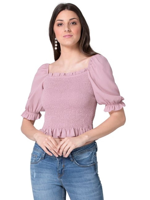 Puff Sleeve Crop Top For Women