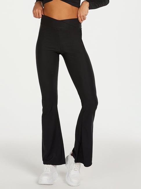 Buy BLACK PU LEATHER FLARE PANTS for Women Online in India