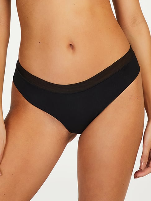 Hunkemoller Black Mesh Brasilian Bikini Panty Price in India