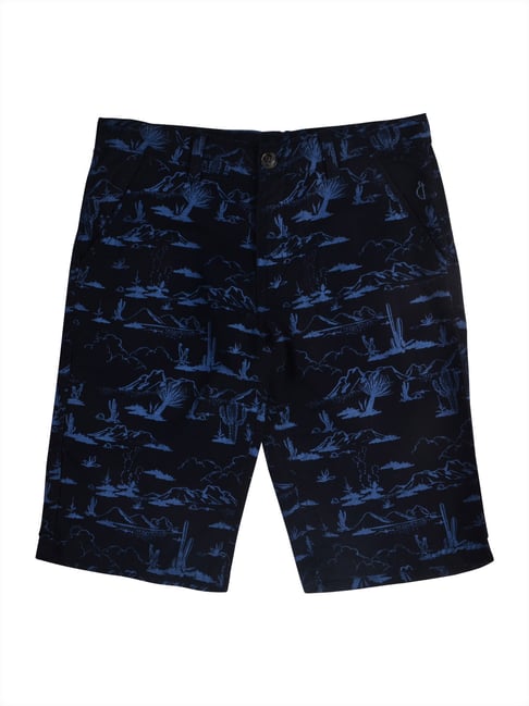 Gini & Jony Kids Navy Printed Shorts