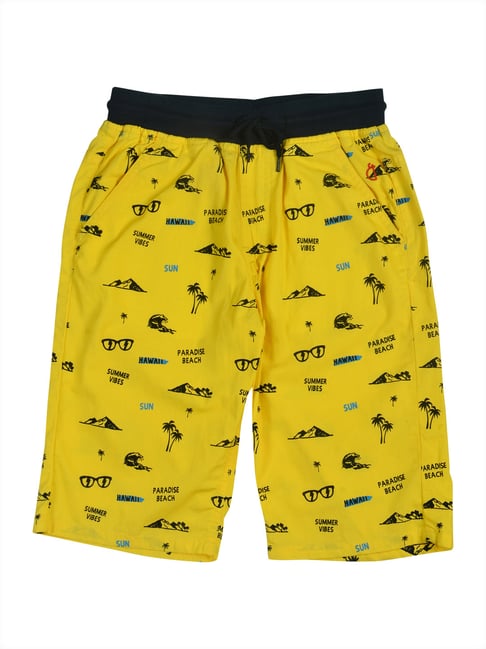 Gini & Jony Kids Yellow Printed Shorts