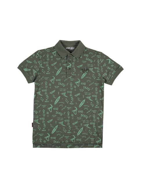 Gini & Jony Kids Green Printed Polo