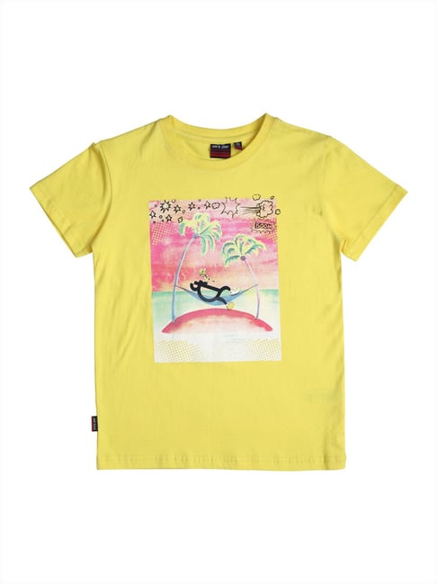 Gini & Jony Kids Yellow Printed T-Shirt