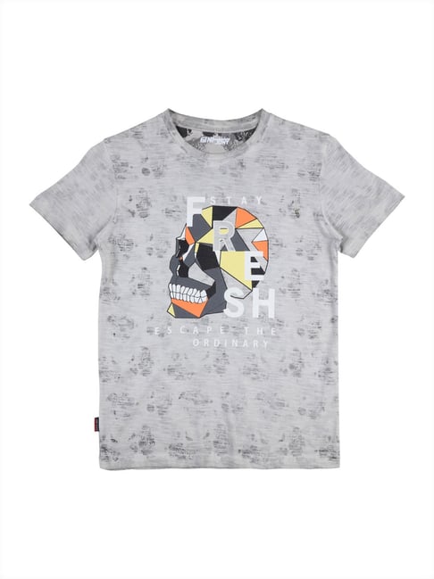 Gini & Jony Kids Grey Printed T-Shirt