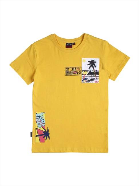 Gini & Jony Kids Yellow Printed T-Shirt