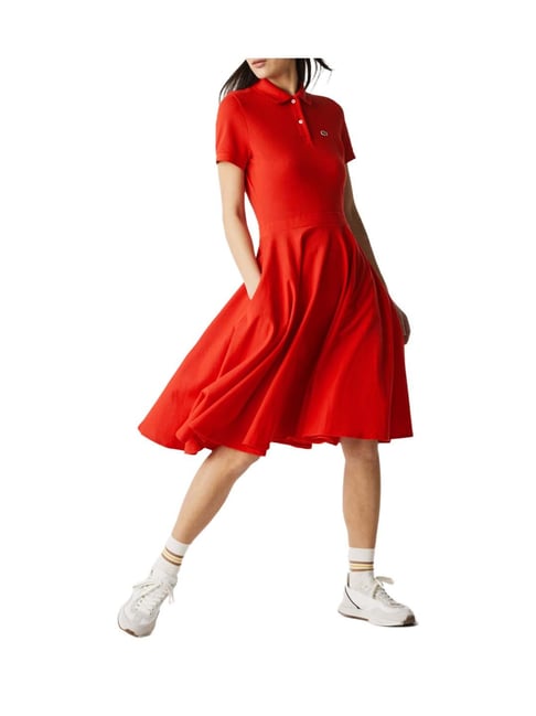 Buy Women Red Solid Knee Length Casual Dress Online - 815934 | Van Heusen