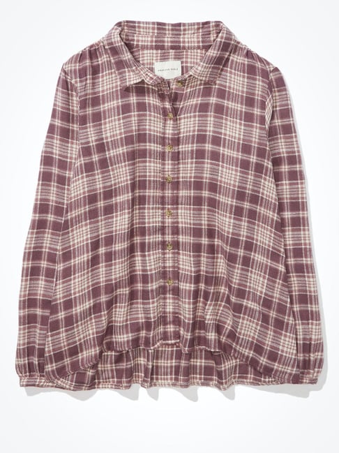 Buy American Eagle Outfitters Purple Check Shirt for Women's