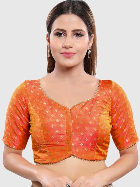 Salwar Studio Orange Printed Blouse