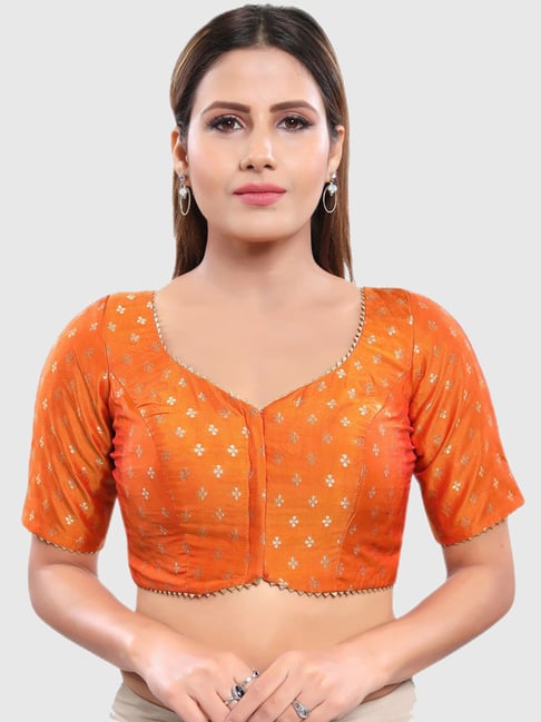 Salwar Studio Orange Printed Blouse