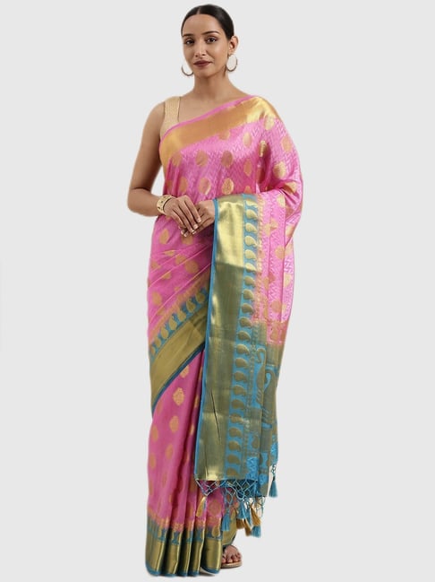 Mimosa Lilac Textured Saree With Blouse Price in India