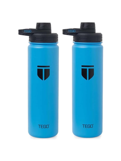 TEGO Blue Rapid Vaccum Sealed Steel Water Bottle with Cleaning Brush (Pack of 2)-TEGO-Footwear-TATA CLIQ