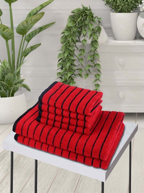 Red and best sale black towel sets