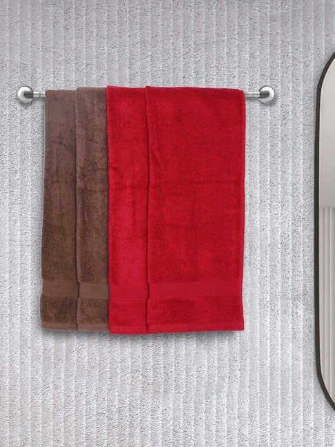 Bianca Paradiso Red & Brown 100% Cotton 500 GSM Hand Towels - Set of 4-picture-42