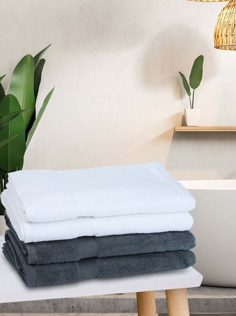 Bianca Paradiso White & Grey 100% Cotton 500 GSM Bath Towels - Set of 4-picture-19