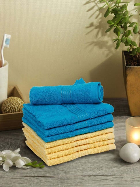 8pc Cotton Bath Towel Set Aqua