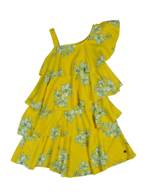 Buy Gini Jony Kids Yellow Floral Print Dress for Girls Clothing