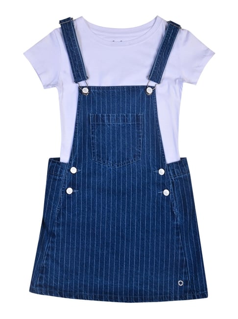 Gini & Jony Kids Navy & White Striped Top with Dungaree