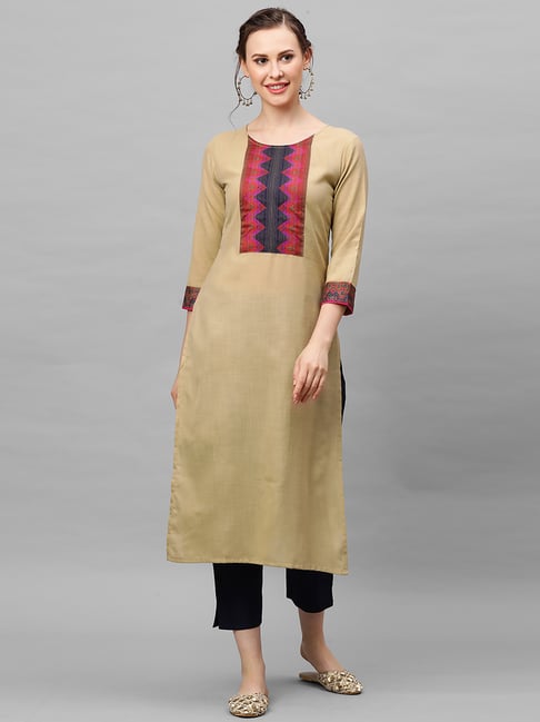 Indo Era Beige Straight Kurta Price in India