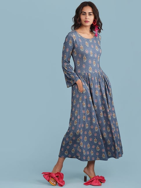 Buy aarke Ritu Kumar Blue Floral Print Dress for Women Online @ Tata CLiQ