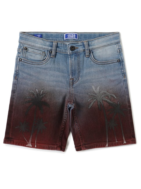 Jack & Jones Junior Blue & Red Printed Shorts