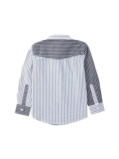 Fashion Shirts One Shoulder Shirts Zara Trafaluc One Shoulder Shirt blue-white striped pattern casual look 
