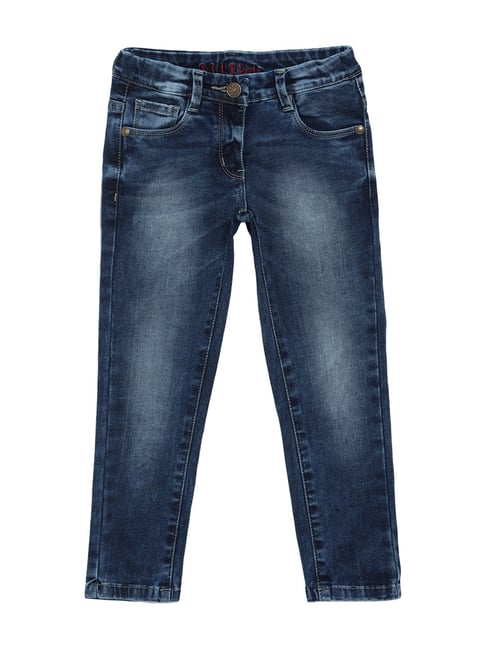 Elle Kids Mid Blue Cotton Washed Jeans