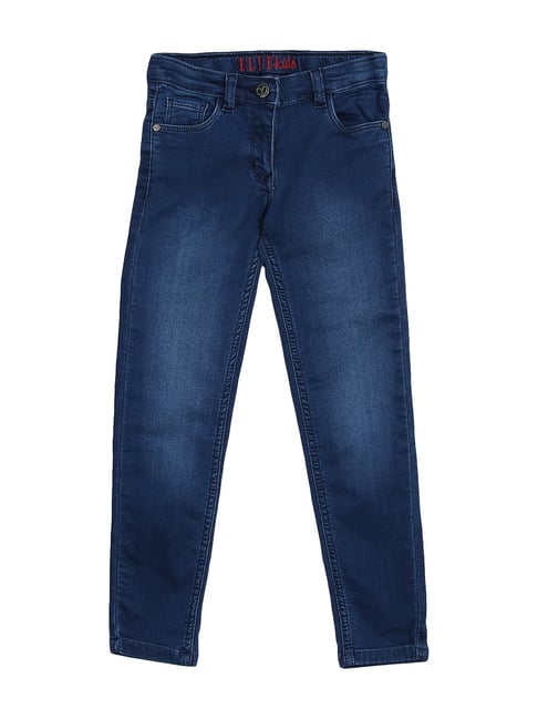 Elle Kids Mid Blue Cotton Washed Jeans