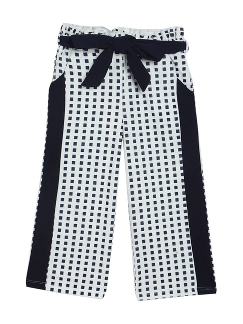 Elle Kids Off White Chequered Trousers