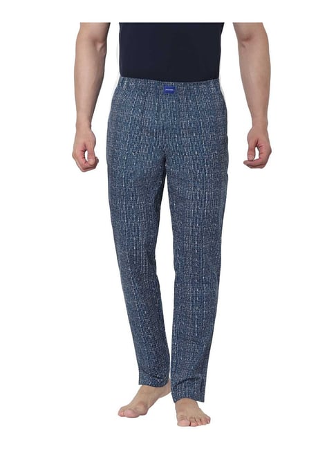 Jack & Jones Blue Printed Mid Rise Pyjama Pants