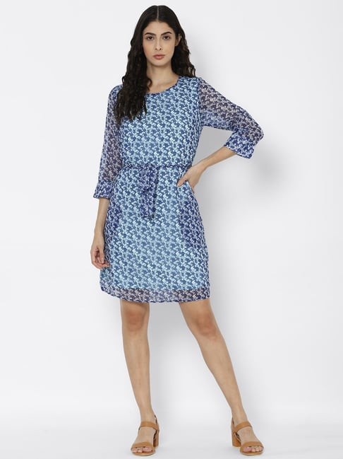 Solly by Allen Solly Blue Floral Print Dress Price in India