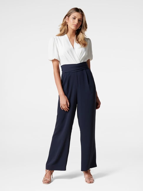 Buy Forever New Aria Porcelain Navy Regular Fit Jumpsuit for