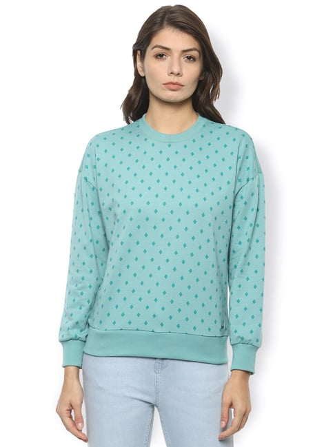 Buy Van Heusen Blue Printed Sweatshirt for Women Online Tata CLiQ