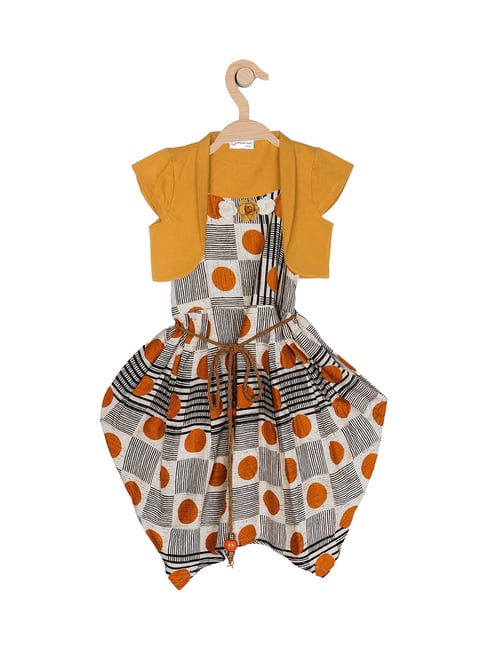 Peppermint Kids Multicolor Printed Dress with Shrug-image-47