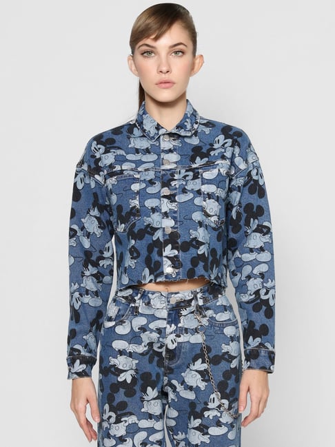 Only Medium Blue Denim Printed Jacket