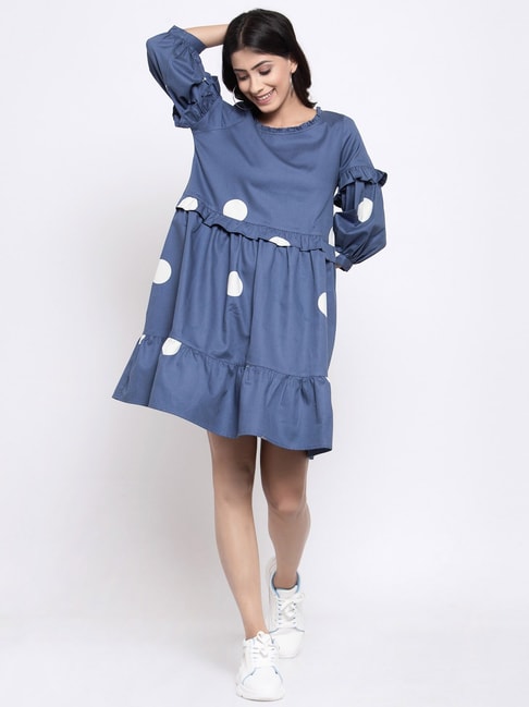 Terquois Blue Polka Dot Dress Price in India