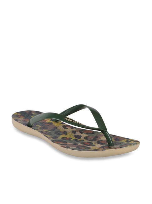 Ipanema Women's Wave Print Green & Yellow Flip Flops