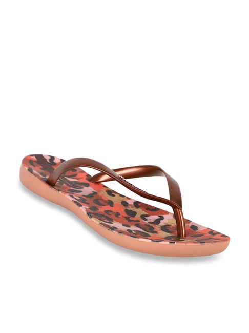 Ipanema Women's Wave Print Copper & Pink Flip Flops