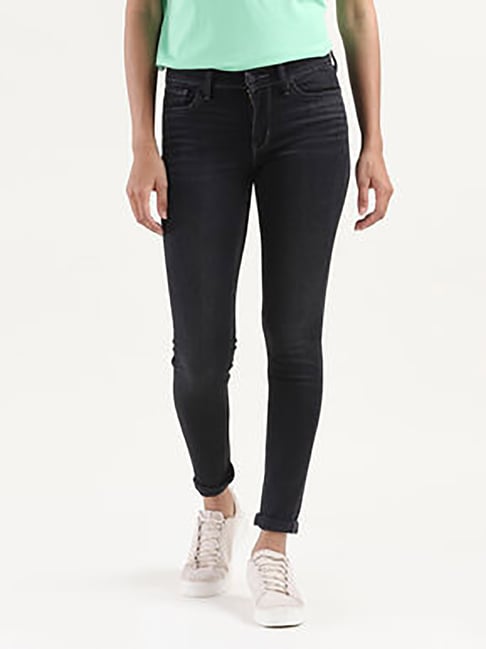 Levis Levi's 710 Black Mid Rise Skinny Fit Jeans