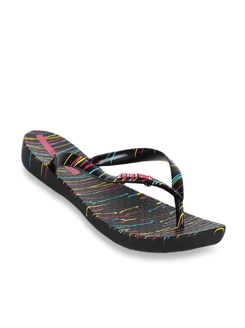 Buy Ipanema Women's Wave Art Black & Yellow Flip Flops for Women at ...