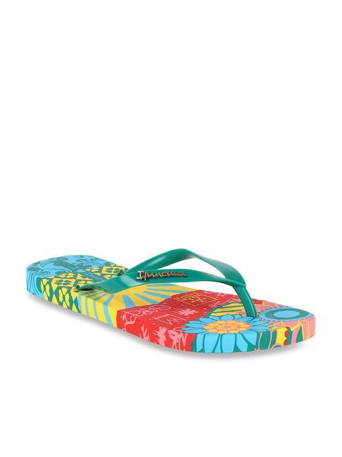 Ipanema Women's Graffiti Green & Yellow Flip Flops