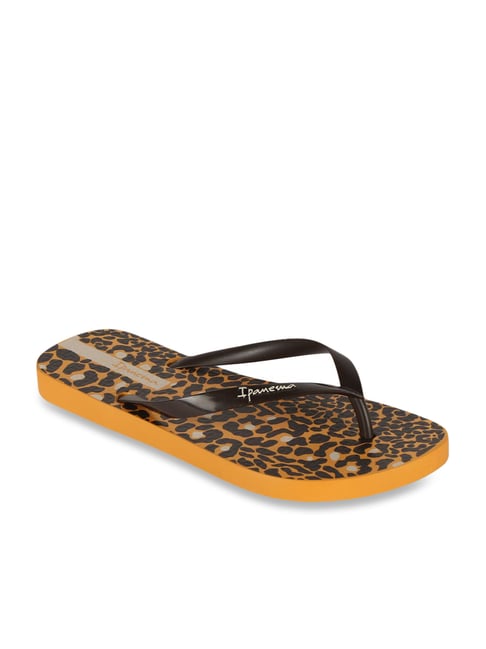 Ipanema Women's Animal Print IV Fem Black & Yellow Flip Flops