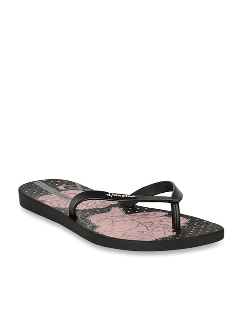 Ipanema Women's Swell Print Fem Black & Pink Flip Flops