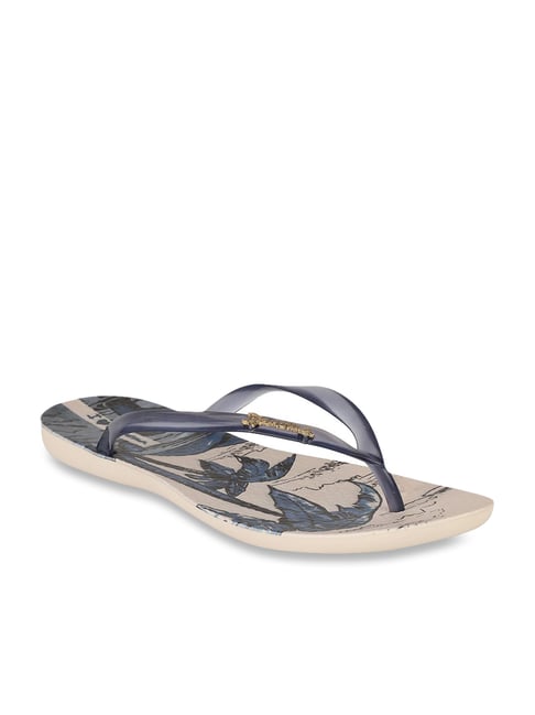 Ipanema Women's Wave Natural Fem Blue & Beige Flip Flops