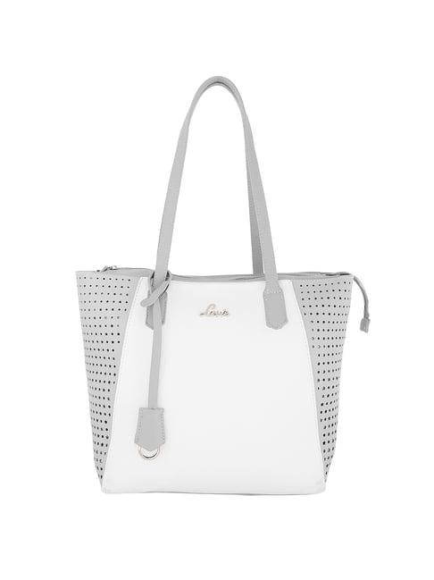 Lavie Porto Grey & White Cut Work Medium Tote Handbag Price in India