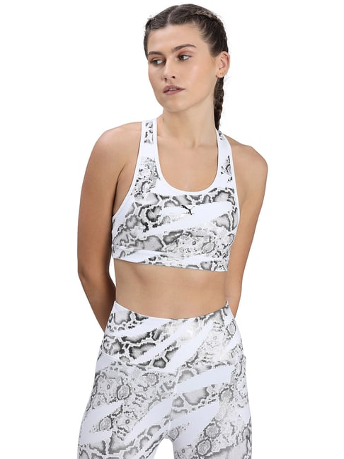 Puma White & Black Under Wired Non Padded Sports Bra