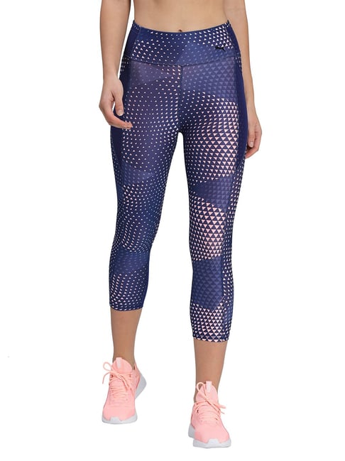 Puma Blue & Pink Printed Tight Fit Capris