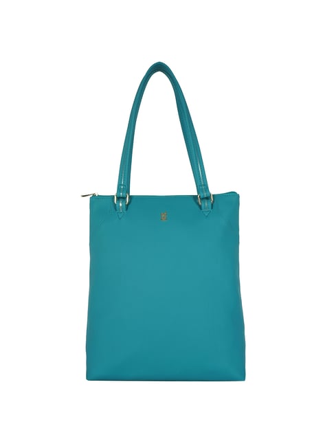 GG By Baggit Homy Teal Green Solid Medium Tote Handbag Price in India