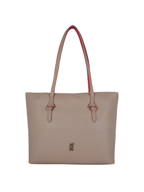 GG By Baggit Gravimetry Light Pink Solid Medium Tote Handbag Price in India